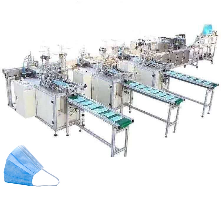 Fully automatic 3 ply nonwoven fabric disposable medical face mask making machine